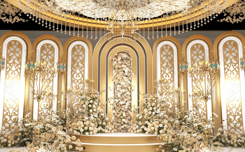 库尔勒香槟色调婚礼堂效果展示